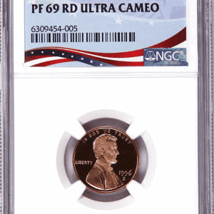 1996 S 1C penny in graded case.