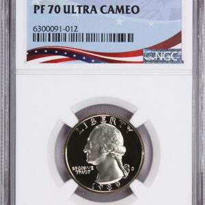 Proof 70 Ultra Cameo quarter in protective slab.