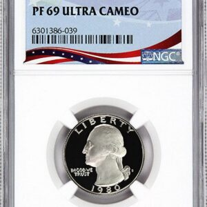 A 2007 US quarter graded PF 69 Ultra Cameo by NGC.