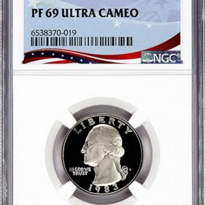 Graded proof 69 ultra cameo quarter coin in protective case.