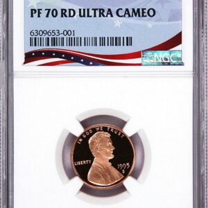 A 2008 Lincoln penny graded PF 70 RD Ultra Cameo by NGC.
