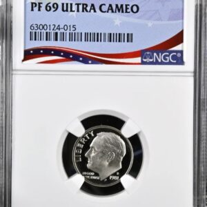 A graded PF 69 Ultra Cameo coin with a portrait of a man.