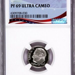 A PF 69 Ultra Cameo coin graded and encapsulated.