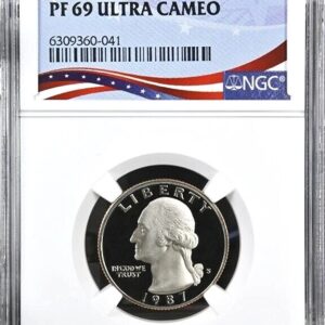 Graded PF 69 Ultra Cameo 2022 quarter coin by NGC.
