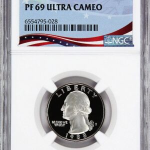 Silver 2021 quarter graded PF69 Ultra Cameo by NGC.