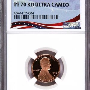A 1942 Lincoln penny graded PF 70 RD Ultra Cameo by NGC.