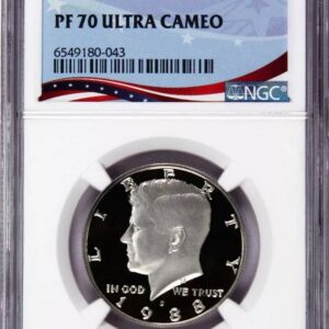 Graded 1957 Franklin half dollar coin in protective case.