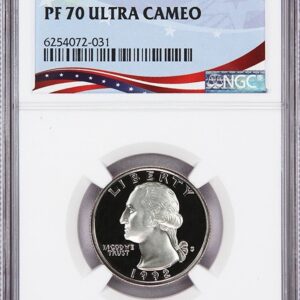Graded PF 70 Ultra Cameo quarter featuring George Washington.
