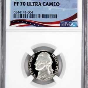 A graded 1964 Washington quarter coin in a protective slab.