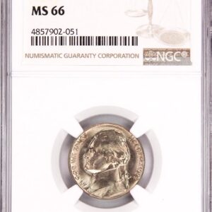 Ancient coin graded MS 66 by NGC in protective case.