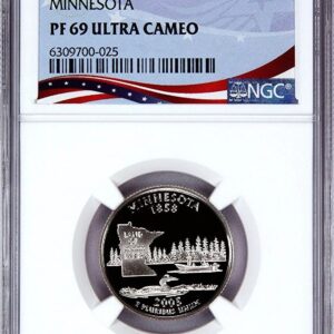 Minnesota commemorative coin graded PF 69 Ultra Cameo by NGC.