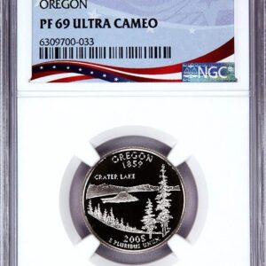 2007 Oregon quarter graded PF 69 Ultra Cameo by NGC.