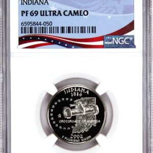Indiana state quarter graded PF 69 Ultra Cameo by NGC.
