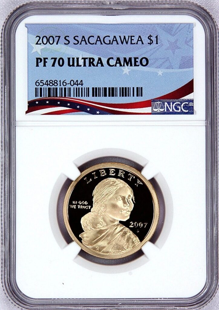 PF 70 Ultra Cameo graded coin featuring Benjamin Franklin.