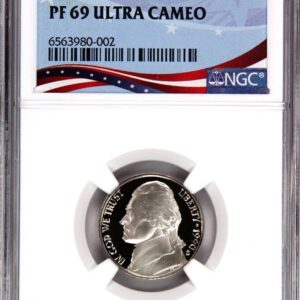 Graded 1951 Franklin half dollar in protective case.