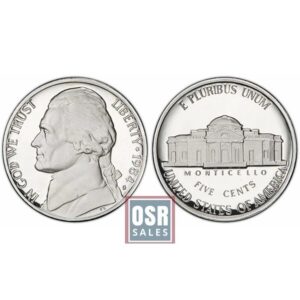 Front and back views of a 1951 Jefferson nickel coin.