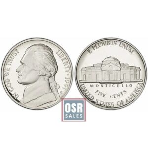 Front and back of a 1953 Jefferson nickel coin.