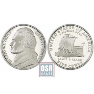 Front and back of a 2005 United States nickel coin.