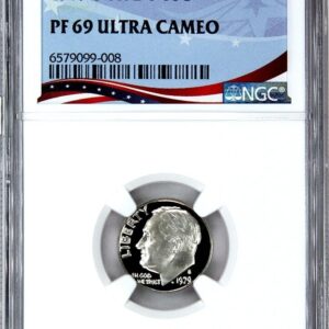 A graded PF 69 Ultra Cameo coin encased in a protective holder.