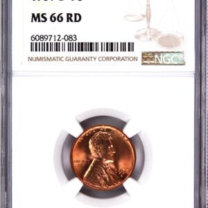 Close-up of a graded 1966 Lincoln penny in a protective case.