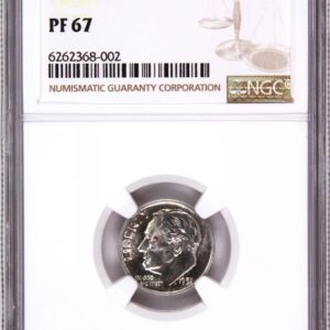 Graded 1964 silver Roosevelt dime with certification label.