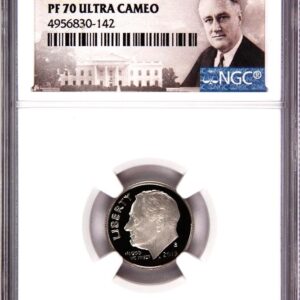 A graded PF 70 Ultra Cameo coin featuring a detailed portrait and certification label.