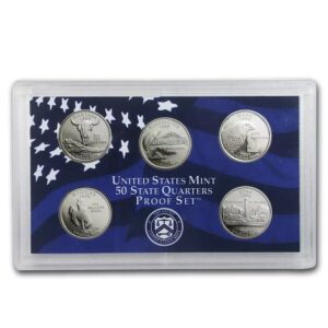 United States Mint 2004 quarter set in a display case.