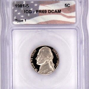 1981-S Jefferson nickel graded PR69 DCAM by ICG.