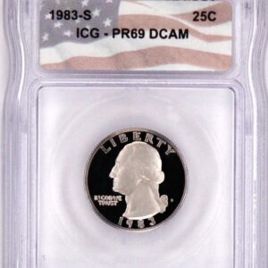 1983-S Washington quarter graded PR69 DCAM by ICG.