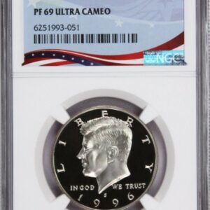 1964 Kennedy half dollar graded PF 69 Ultra Cameo by NGC.