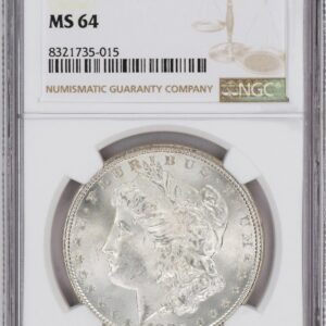 Graded 1887 Morgan silver dollar in MS64 condition.