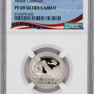 Silver commemorative coin honoring Sacagawea and Coleman.
